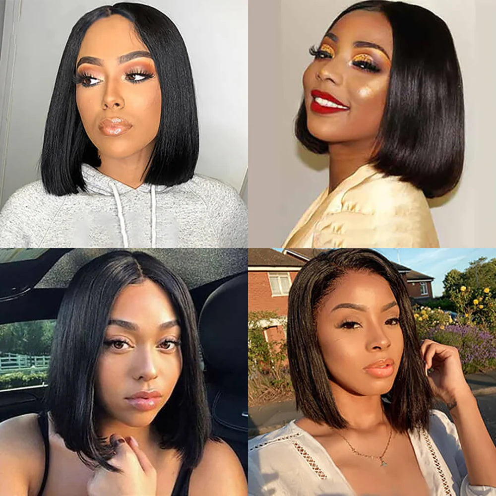 DBO Straight Hair Bob Wig Human Hair  with13X4 Lace Front 35