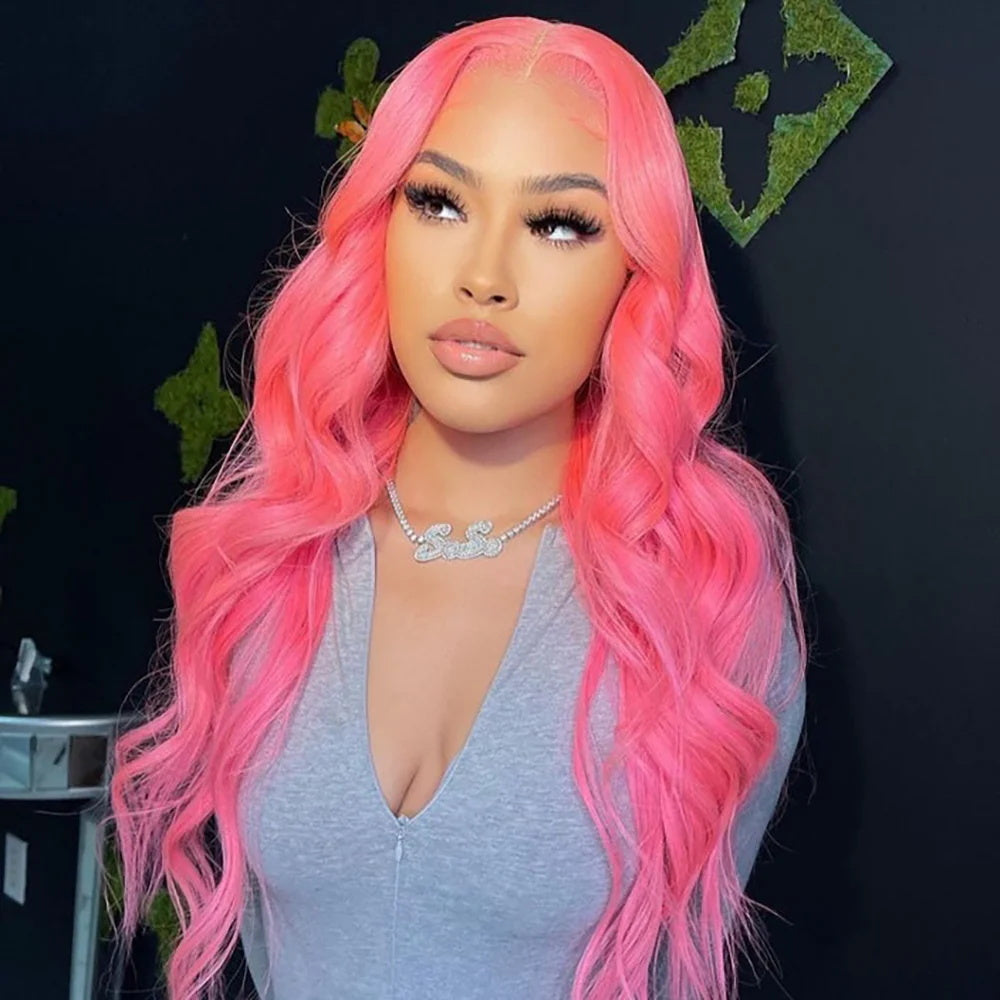 DBO Pink Wig Body Wave Wig with 13x4 Lace Frontal 32