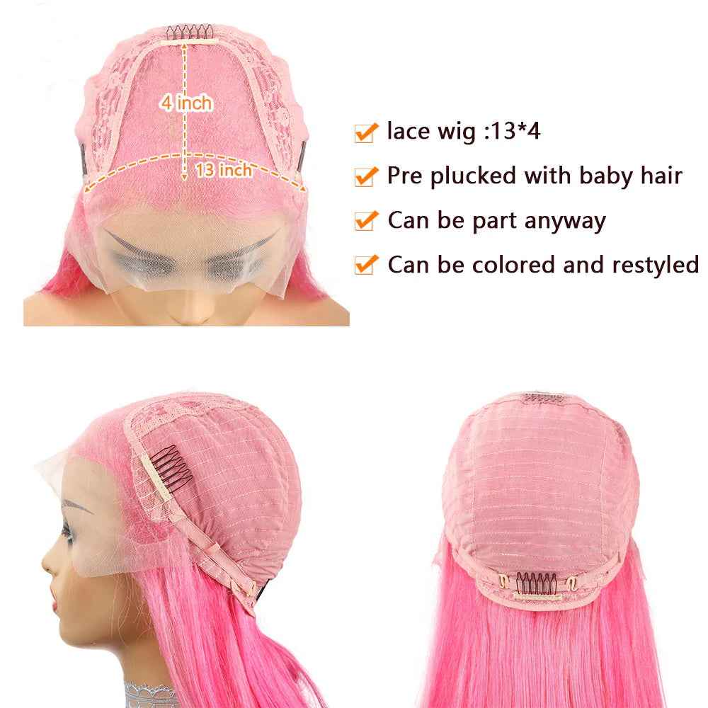 DBO Pink Wig Body Wave Wig with 13x4 Lace Frontal 32