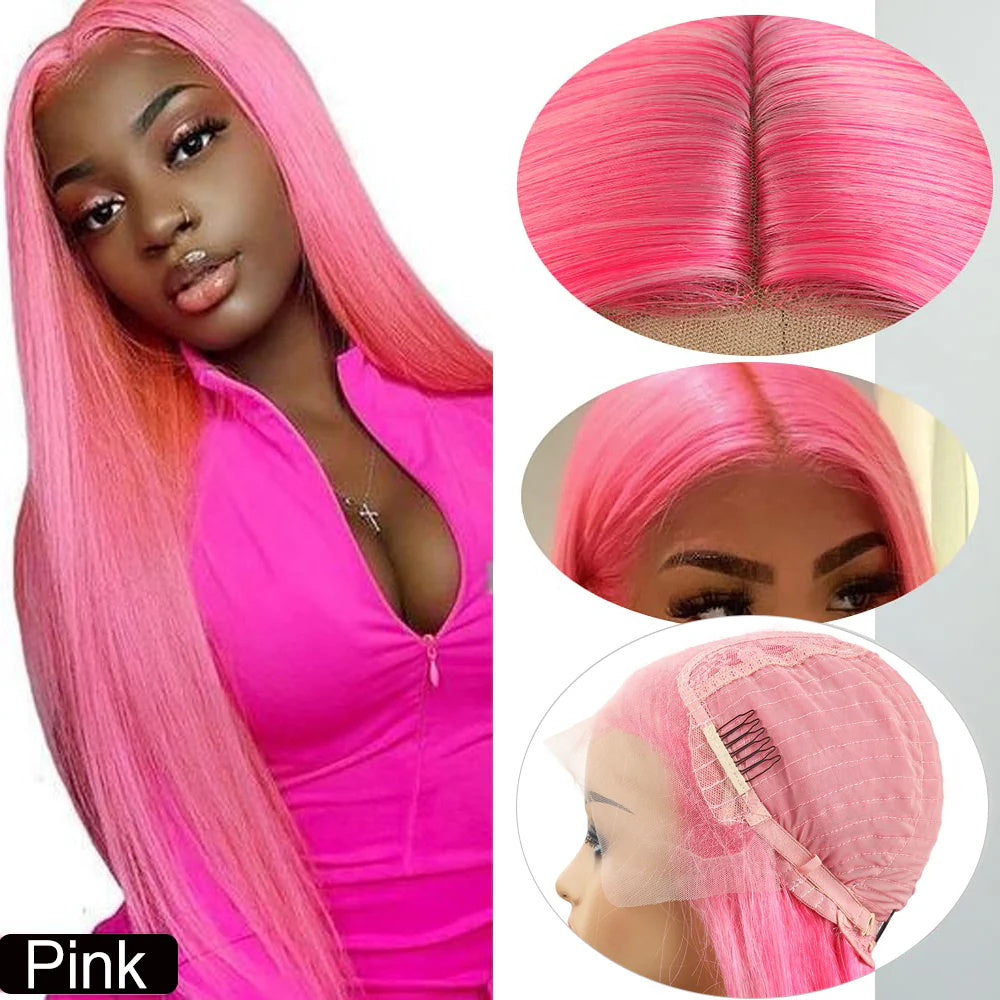 DBO Pink Wig Straight Hair Wig  with13x4 Lace Frontal 33