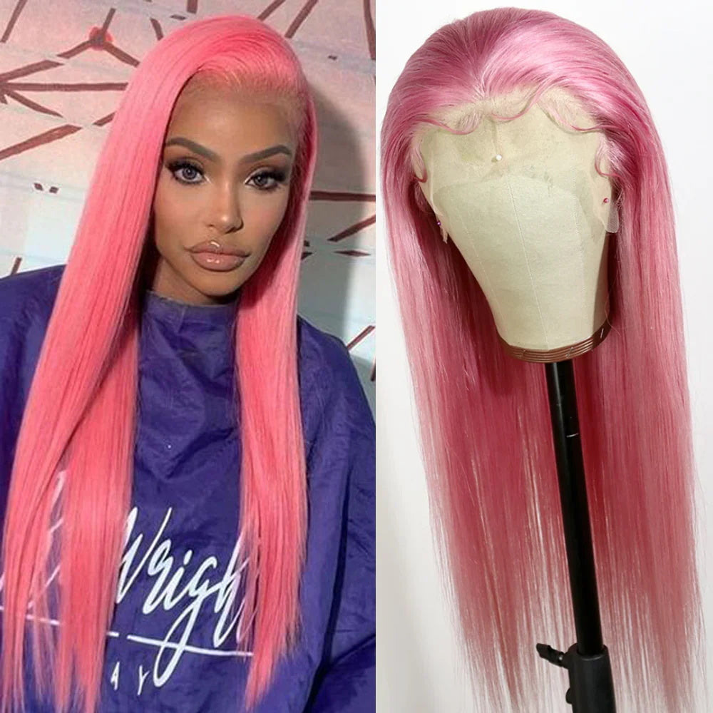 DBO Pink Wig Straight Hair Wig  with13x4 Lace Frontal 33