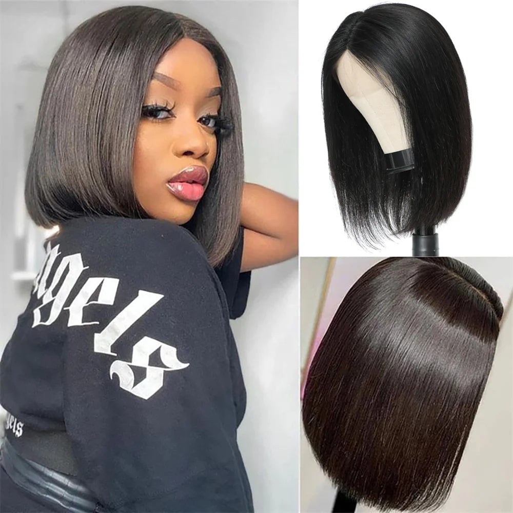 DBO Straight Hair Bob Wig Human Hair  with13X4 Lace Front 35