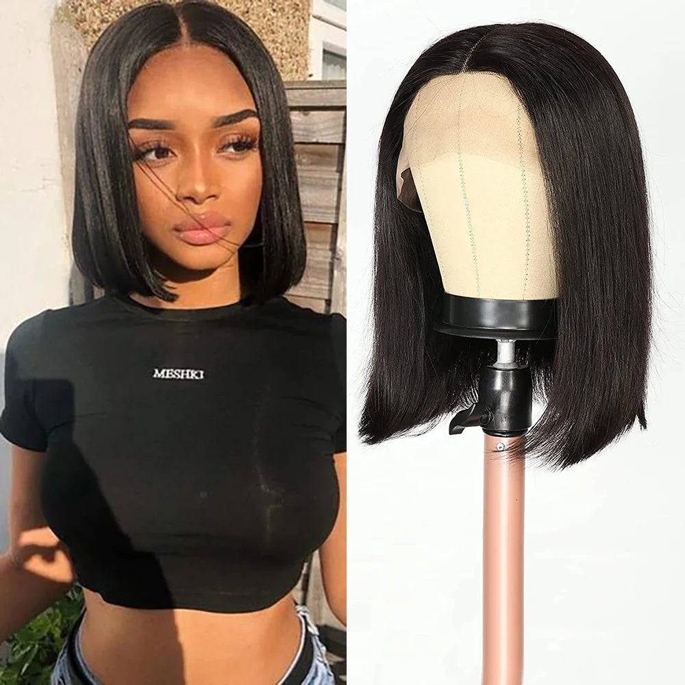 DBO Straight Hair Bob Wig Human Hair  with13X4 Lace Front 35