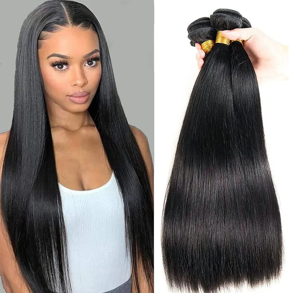 DBO Virgin Straight Hair Wig 3 Bundles with 4x4 Lace Closure 43