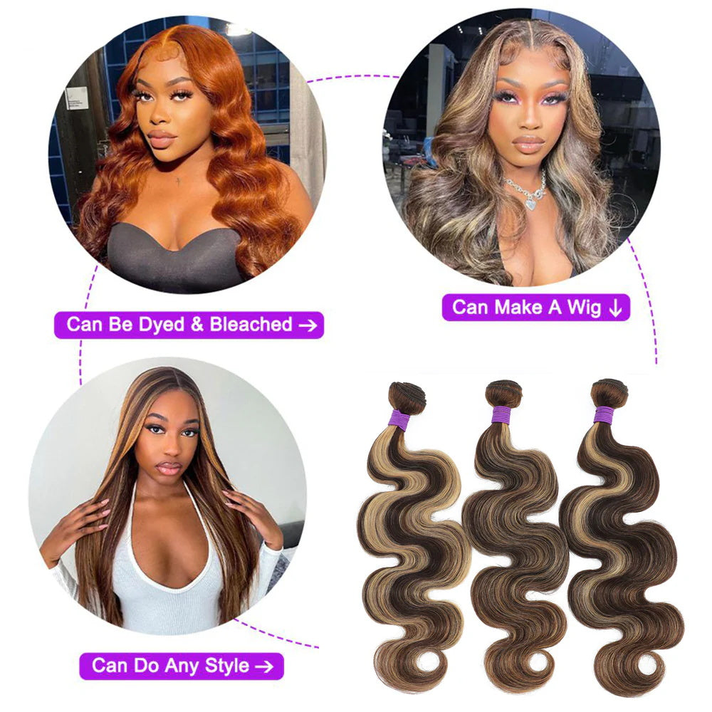 Highlights Body Wave Hair Weave 3 Bundle 45